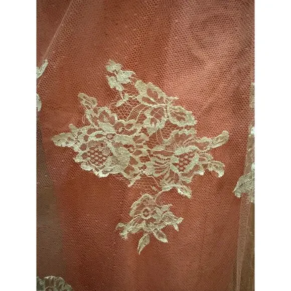 American vintage 50’s Pink Lace netting overlay shelf bust dress size X Small - Picture 11 of 16